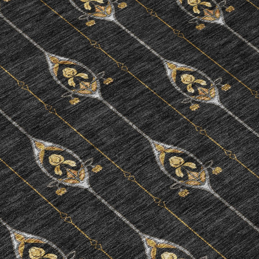 3' X 5' Black And Denim Blue Geometric Washable Indoor Outdoor Area Rug HomeRoots