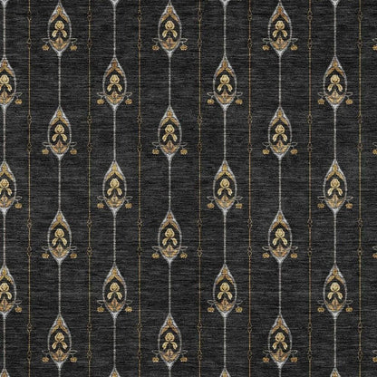 9' X 12' Black And Denim Blue Geometric Washable Indoor Outdoor Area Rug HomeRoots