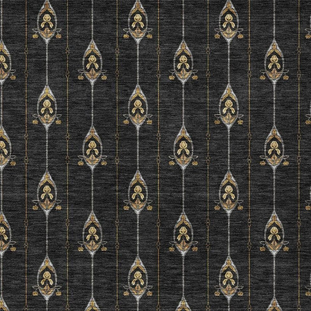 10' X 14' Black And Denim Blue Geometric Washable Indoor Outdoor Area Rug HomeRoots