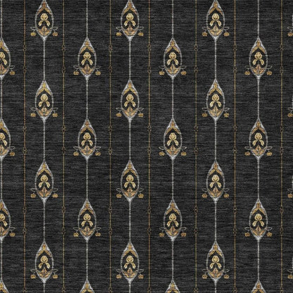 10' X 14' Black And Denim Blue Geometric Washable Indoor Outdoor Area Rug HomeRoots