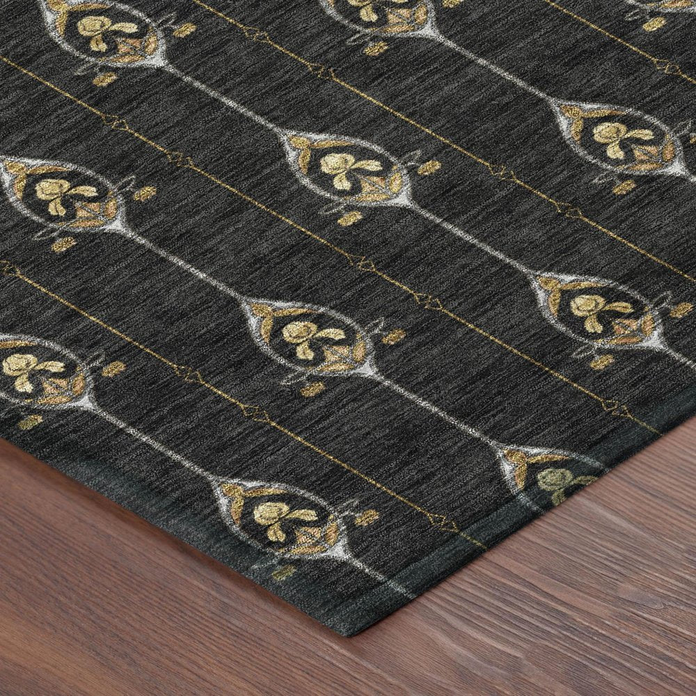 10' X 14' Black And Denim Blue Geometric Washable Indoor Outdoor Area Rug HomeRoots