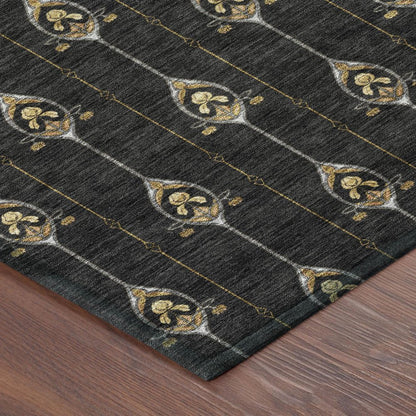 10' X 14' Black And Denim Blue Geometric Washable Indoor Outdoor Area Rug HomeRoots