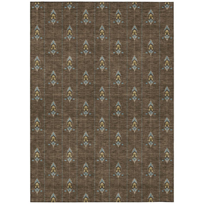 3' X 5' Chocolate And Gold Geometric Washable Indoor Outdoor Area Rug HomeRoots