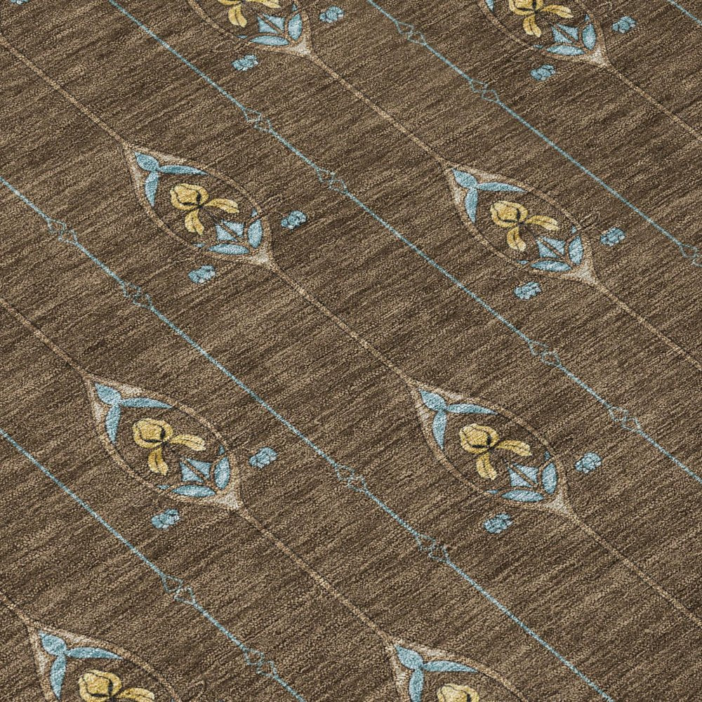 3' X 5' Chocolate And Gold Geometric Washable Indoor Outdoor Area Rug HomeRoots