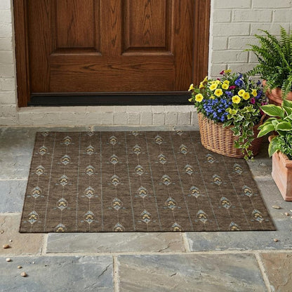 3' X 5' Chocolate And Gold Geometric Washable Indoor Outdoor Area Rug HomeRoots