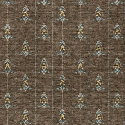 5' X 8' Chocolate And Gold Geometric Washable Indoor Outdoor Area Rug HomeRoots