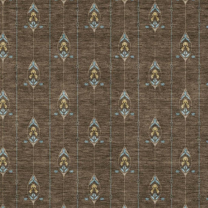 9' X 12' Chocolate And Gold Geometric Washable Indoor Outdoor Area Rug HomeRoots