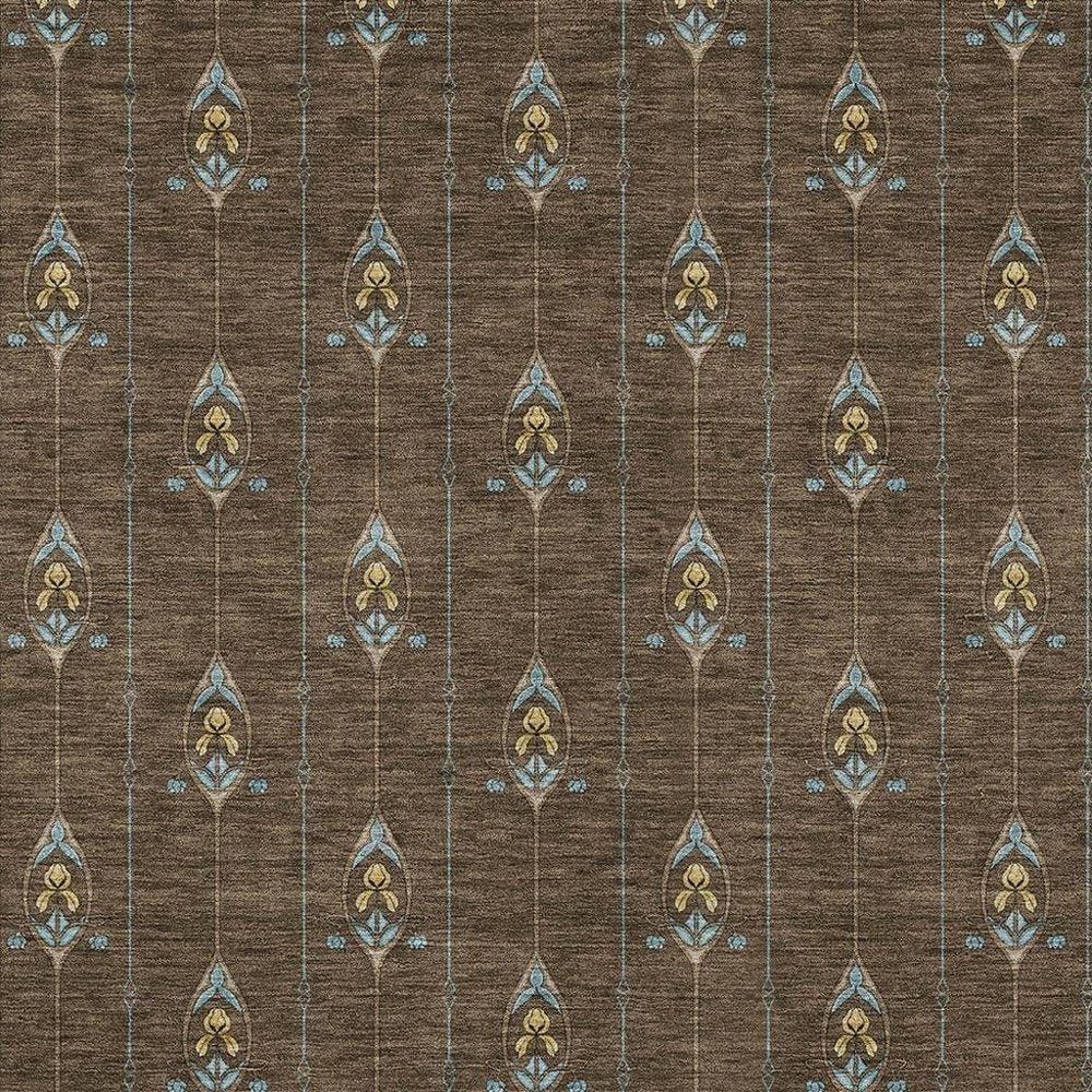 9' X 12' Chocolate And Gold Geometric Washable Indoor Outdoor Area Rug HomeRoots