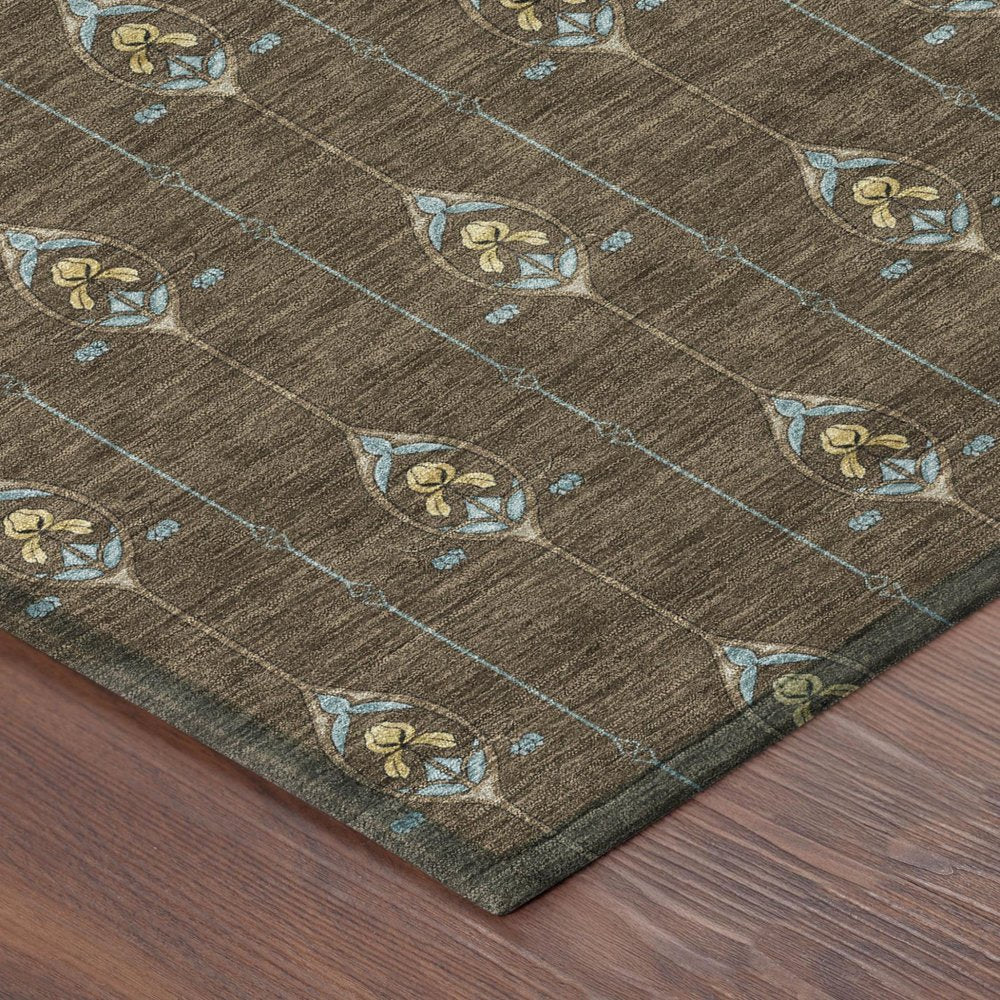9' X 12' Chocolate And Gold Geometric Washable Indoor Outdoor Area Rug HomeRoots
