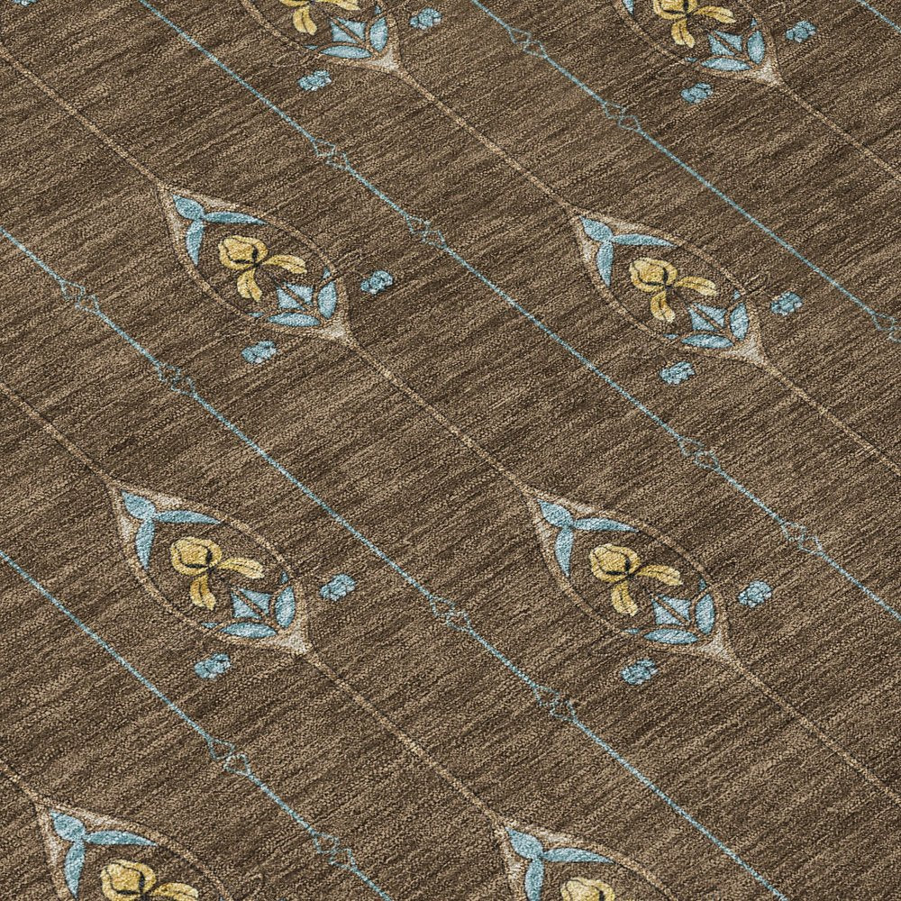 9' X 12' Chocolate And Gold Geometric Washable Indoor Outdoor Area Rug HomeRoots