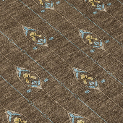9' X 12' Chocolate And Gold Geometric Washable Indoor Outdoor Area Rug HomeRoots