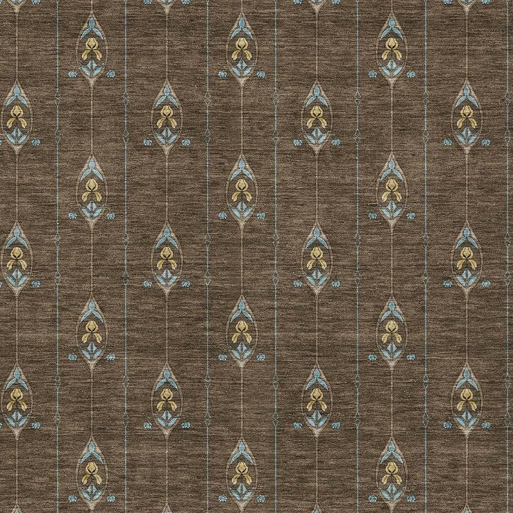 10' X 14' Chocolate And Gold Geometric Washable Indoor Outdoor Area Rug HomeRoots