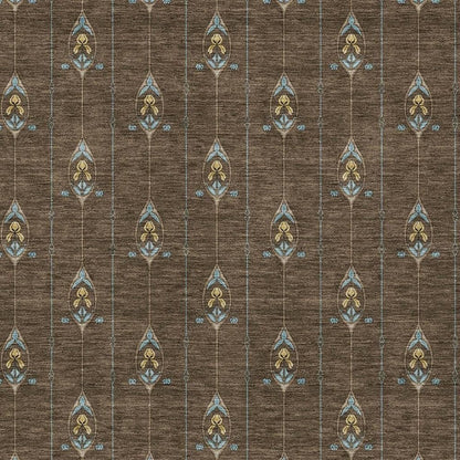 10' X 14' Chocolate And Gold Geometric Washable Indoor Outdoor Area Rug HomeRoots
