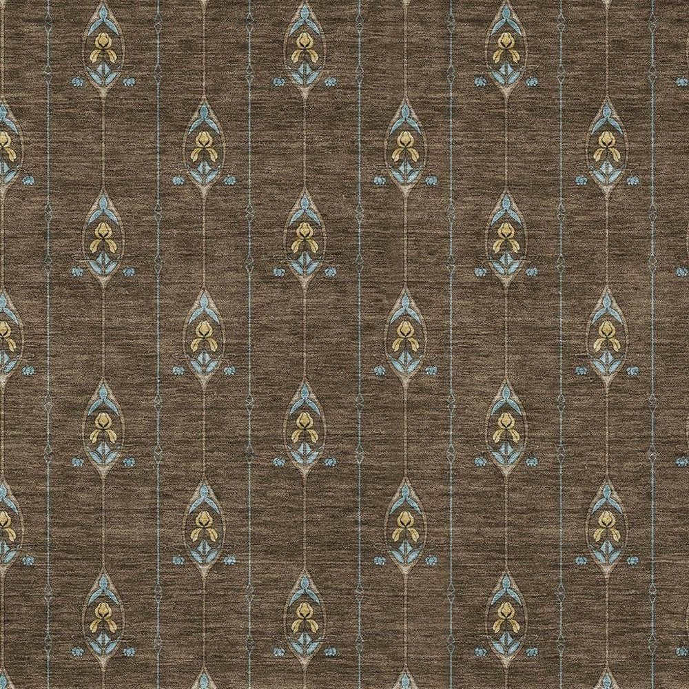 10' X 14' Chocolate And Gold Geometric Washable Indoor Outdoor Area Rug HomeRoots
