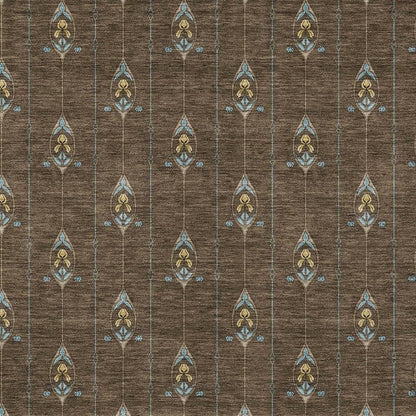 10' X 14' Chocolate And Gold Geometric Washable Indoor Outdoor Area Rug HomeRoots
