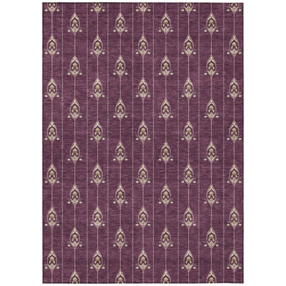 3' X 5' Eggplant And Graphite Geometric Washable Indoor Outdoor Area Rug HomeRoots