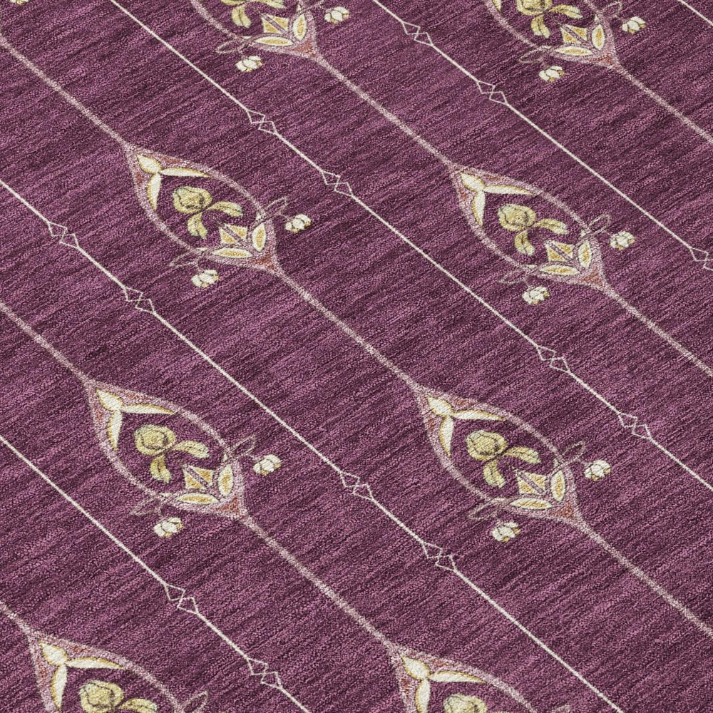 3' X 5' Eggplant And Graphite Geometric Washable Indoor Outdoor Area Rug HomeRoots