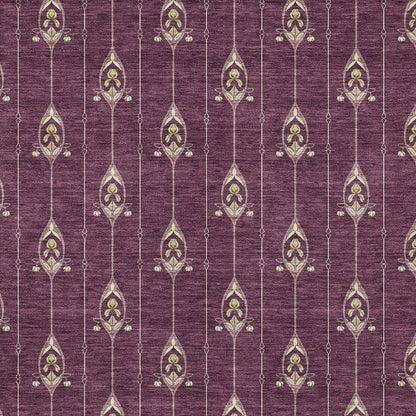 5' X 8' Eggplant And Graphite Geometric Washable Indoor Outdoor Area Rug HomeRoots