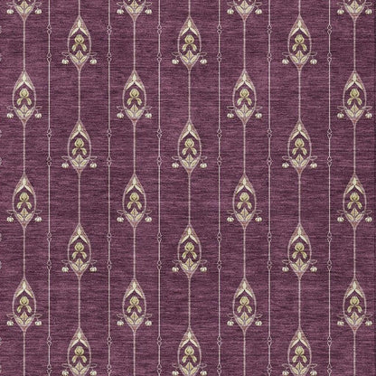 5' X 8' Eggplant And Graphite Geometric Washable Indoor Outdoor Area Rug HomeRoots