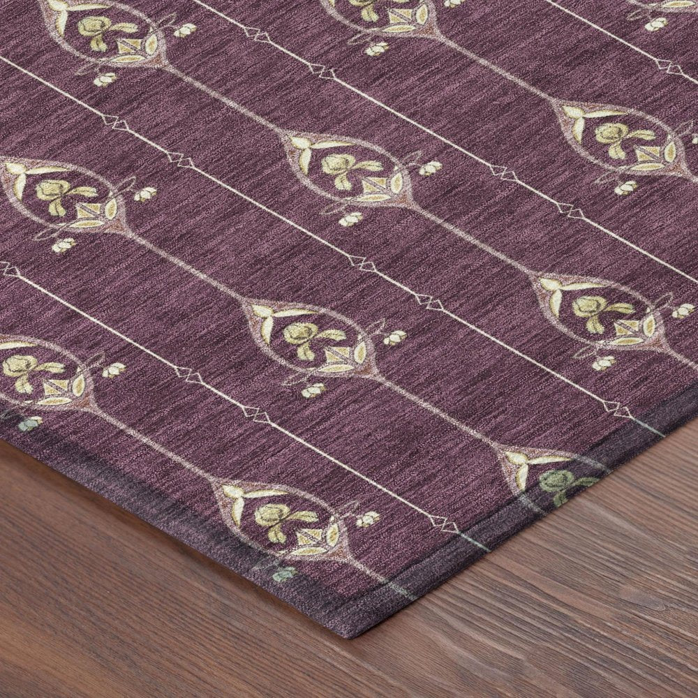 5' X 8' Eggplant And Graphite Geometric Washable Indoor Outdoor Area Rug HomeRoots