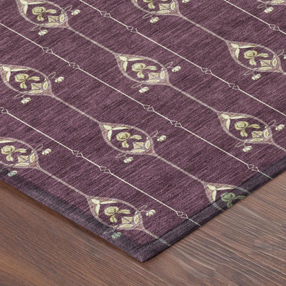 5' X 8' Eggplant And Graphite Geometric Washable Indoor Outdoor Area Rug HomeRoots