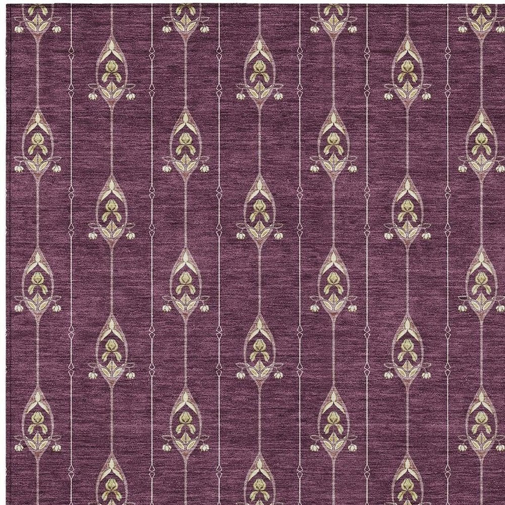 8' X 10' Eggplant And Graphite Geometric Washable Indoor Outdoor Area Rug HomeRoots