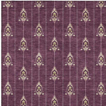 8' X 10' Eggplant And Graphite Geometric Washable Indoor Outdoor Area Rug HomeRoots