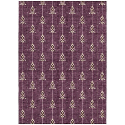 8' X 10' Eggplant And Graphite Geometric Washable Indoor Outdoor Area Rug HomeRoots