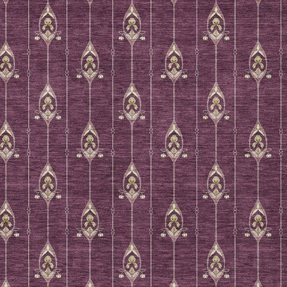 9' X 12' Eggplant And Graphite Geometric Washable Indoor Outdoor Area Rug HomeRoots