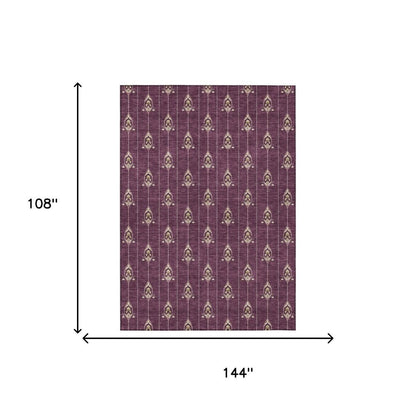 9' X 12' Eggplant And Graphite Geometric Washable Indoor Outdoor Area Rug HomeRoots