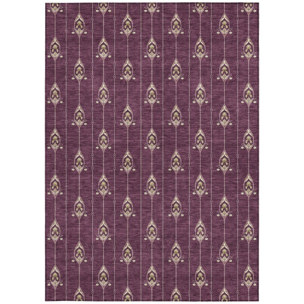 9' X 12' Eggplant And Graphite Geometric Washable Indoor Outdoor Area Rug HomeRoots