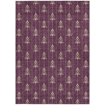 9' X 12' Eggplant And Graphite Geometric Washable Indoor Outdoor Area Rug HomeRoots
