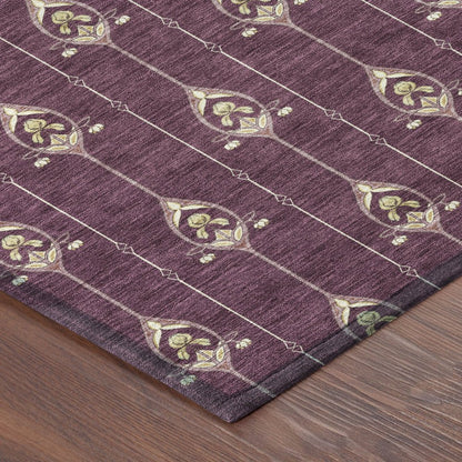 9' X 12' Eggplant And Graphite Geometric Washable Indoor Outdoor Area Rug HomeRoots