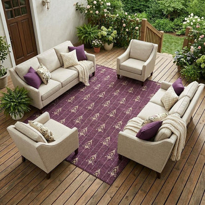 9' X 12' Eggplant And Graphite Geometric Washable Indoor Outdoor Area Rug HomeRoots