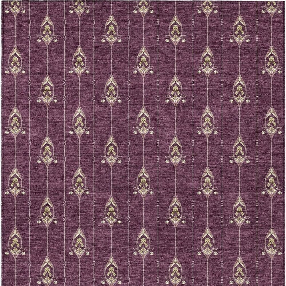 10' X 14' Eggplant And Graphite Geometric Washable Indoor Outdoor Area Rug HomeRoots