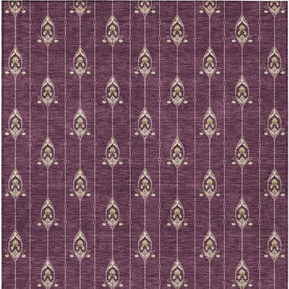 10' X 14' Eggplant And Graphite Geometric Washable Indoor Outdoor Area Rug HomeRoots