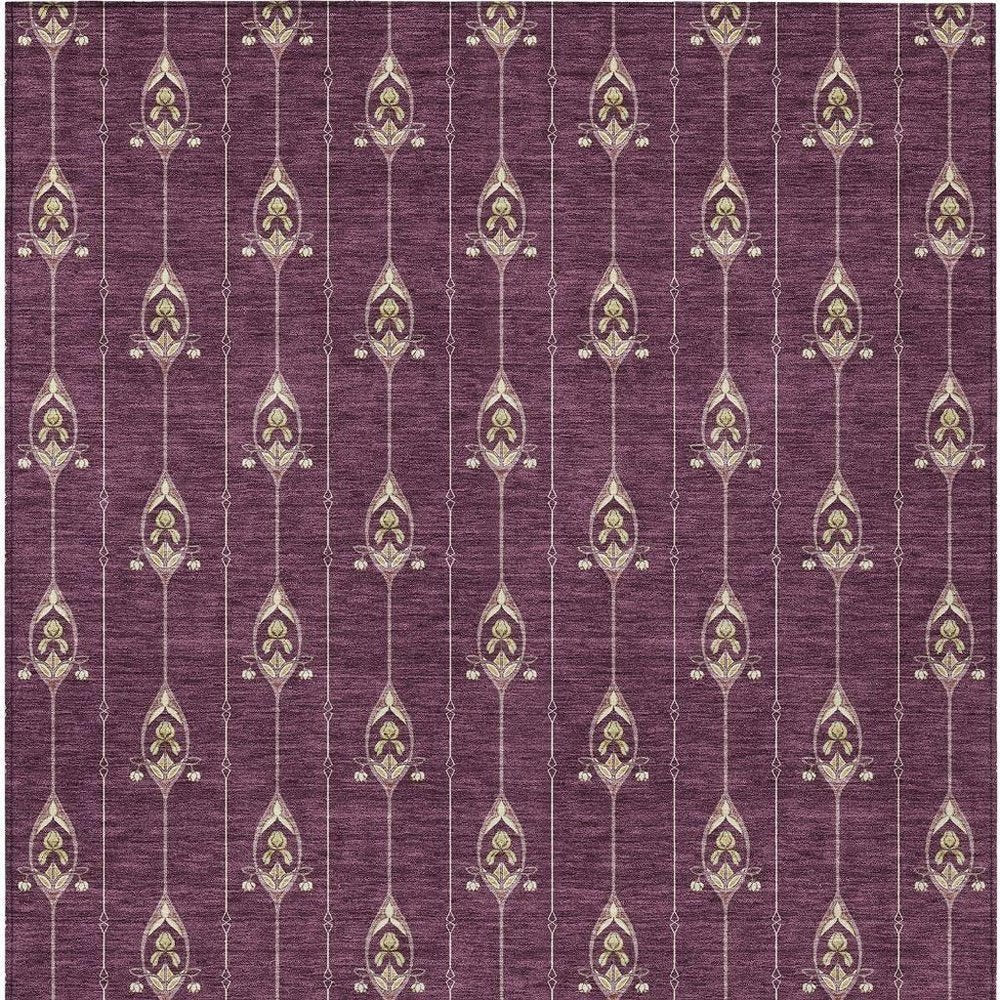 10' X 14' Eggplant And Graphite Geometric Washable Indoor Outdoor Area Rug HomeRoots