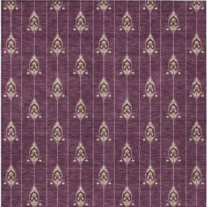 10' X 14' Eggplant And Graphite Geometric Washable Indoor Outdoor Area Rug HomeRoots