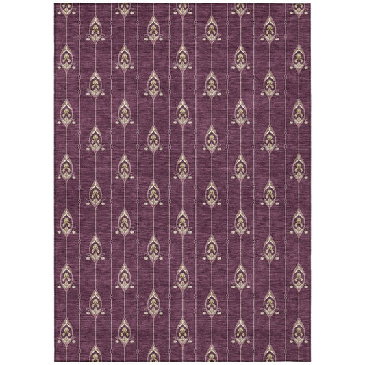 10' X 14' Eggplant And Graphite Geometric Washable Indoor Outdoor Area Rug HomeRoots