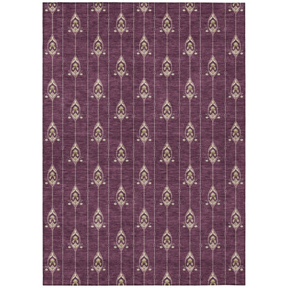 10' X 14' Eggplant And Graphite Geometric Washable Indoor Outdoor Area Rug HomeRoots