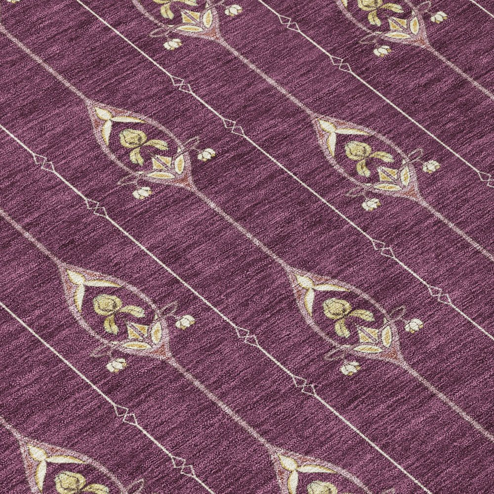 10' X 14' Eggplant And Graphite Geometric Washable Indoor Outdoor Area Rug HomeRoots