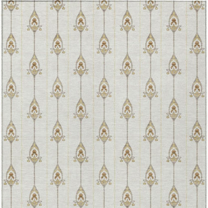 5' X 8' Ivory And Brown Geometric Washable Indoor Outdoor Area Rug HomeRoots