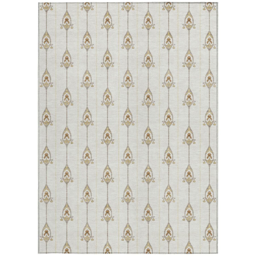 5' X 8' Ivory And Brown Geometric Washable Indoor Outdoor Area Rug HomeRoots