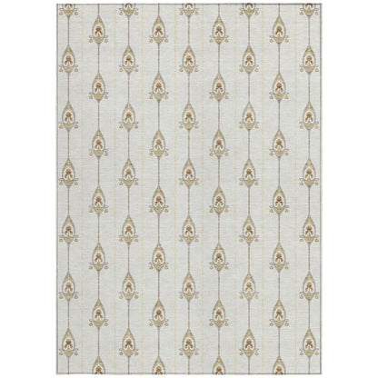5' X 8' Ivory And Brown Geometric Washable Indoor Outdoor Area Rug HomeRoots