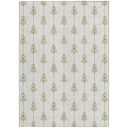 5' X 8' Ivory And Brown Geometric Washable Indoor Outdoor Area Rug HomeRoots