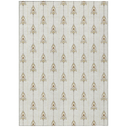 5' X 8' Ivory And Brown Geometric Washable Indoor Outdoor Area Rug HomeRoots