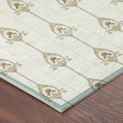 8' Ivory And Brown Round Geometric Washable Indoor Outdoor Area Rug HomeRoots