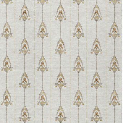 8' X 10' Ivory And Brown Geometric Washable Indoor Outdoor Area Rug HomeRoots