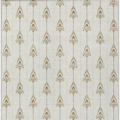 8' X 10' Ivory And Brown Geometric Washable Indoor Outdoor Area Rug HomeRoots