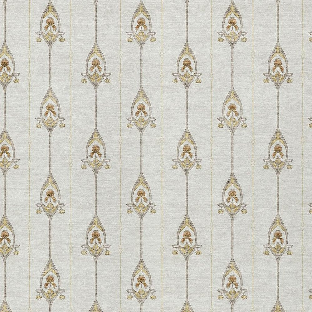 9' X 12' Ivory And Brown Geometric Washable Indoor Outdoor Area Rug
